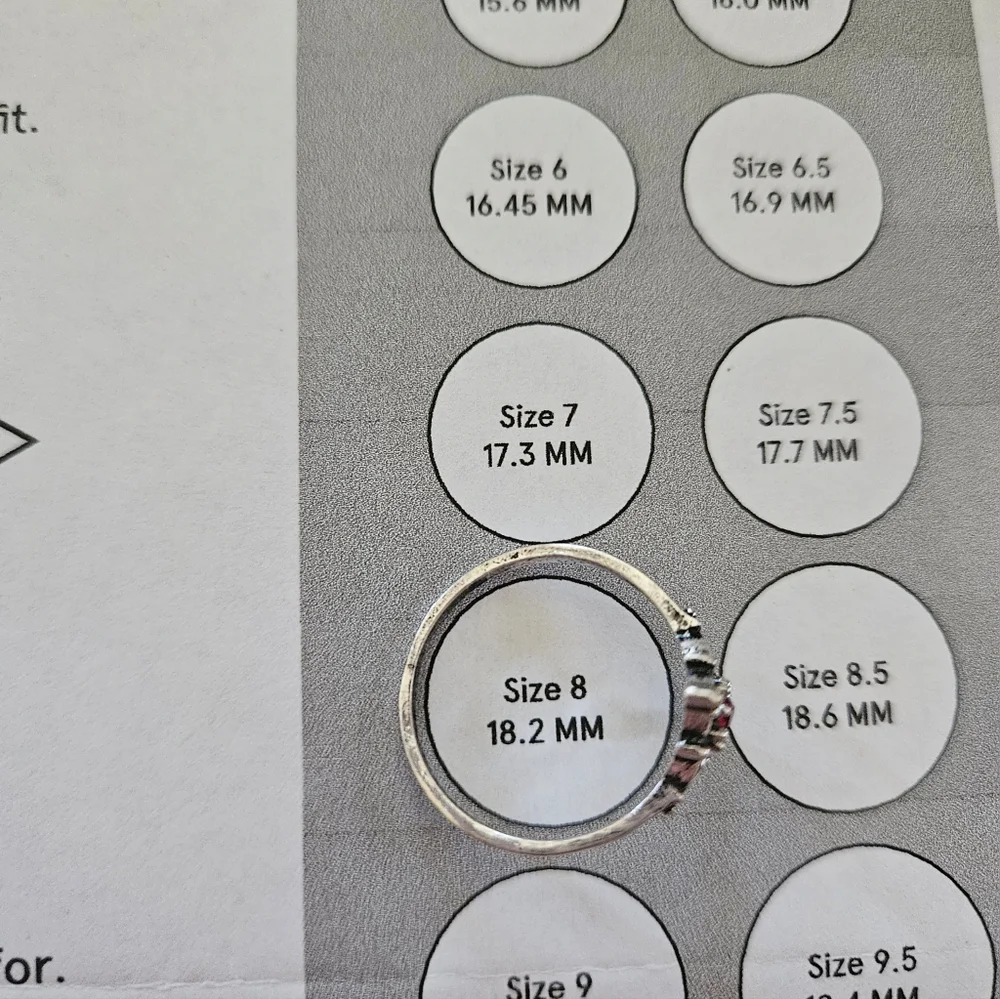 Silver Tone Ring with Red Stone Size 8 - Picture 6 of 6